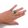 Eco-friendly hexagonal ring in the colors of genderqueer flag (purple, white and green)