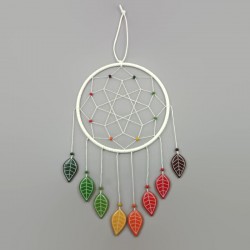 White dreamcatcher with fall leaves