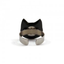 Eco-friendly black cat head adjustable ring