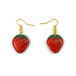 Boucles d'oreilles en forme de petites fraises des bois rouges