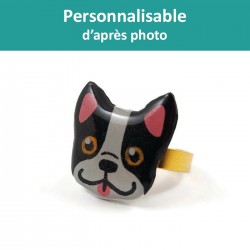 Customizable frenchie dog head ring