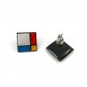 Squares ear studs in the style of Mondrian