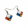 Boucles d'oreilles carrées dans le style de Mondrian