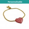 Customizable heart adjustable bracelet with white doodles