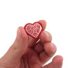 Customizable heart pin badge with white doodles