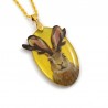 Eco-responsible Jackalope necklace made with hand-painted recycled CD