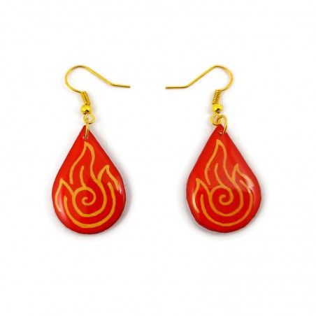 Fire symbol teardrops dangle earrings