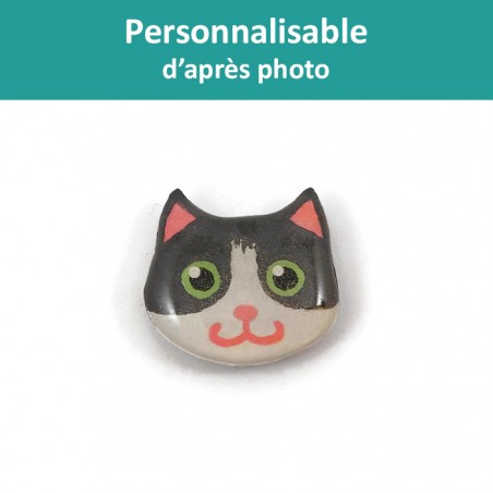 Customizable cat head pin badge