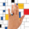 Square ring in the style of the painter Piet Mondrian