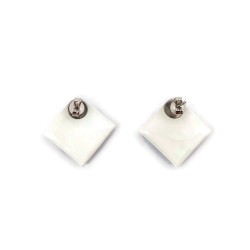 White and blue azulejos squares ear studs