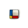 Square pin badge in the style of Mondrian
