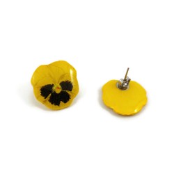 Yellow pansies ear studs
