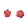 Pink primeroses flowers ear studs