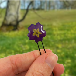 Purple primrose flower bun pin