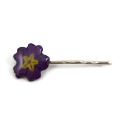 Purple primrose flower hair pin
