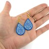 Customizable teardrops earrings (colors to choose) with white doodles