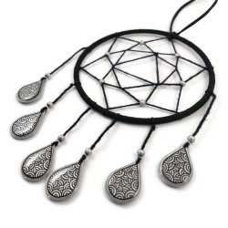 Small black dreamcatcher with silver droplets