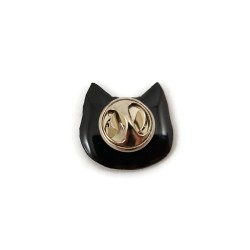 Black cat head pin badge