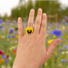 Eco-friendly yellow pansy flower ring