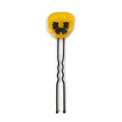 Yellow pansy flower bun pin