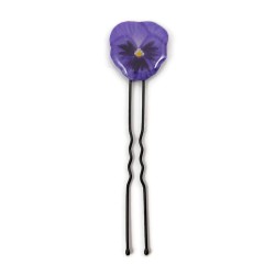 Eco-friendly purple pansy flower bun pin
