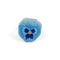Eco-friendly light blue pansy flower ring