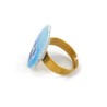 Eco-friendly light blue pansy flower ring