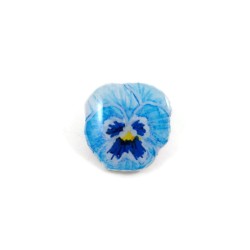 Eco-friendly light blue pansy flower pin badge