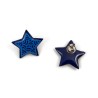 Eco-friendly navy blue stars with sky blue doodles ear studs