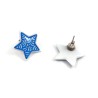 Eco-friendly white stars with metallic blue doodles ear studs
