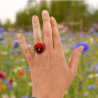 Eco-friendly red pansy flower ring