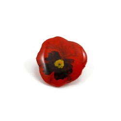 Eco-friendly red pansy flower pin badge