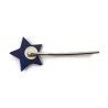 Eco-friendly hair pin in the form of navy blue star with sky blue doodles