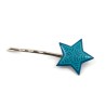 Eco-friendly hair pin in the form of teal blue star with aqua blue doodles