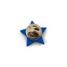 Eco-friendly pin badge in the form of sky blue star with pastel blue doodles