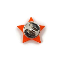 Eco-friendly pin badge in the form of orange star with pastel orange doodles