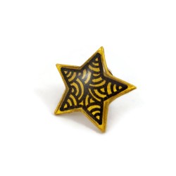 Eco-friendly pin badge in the form of gold star with black doodles