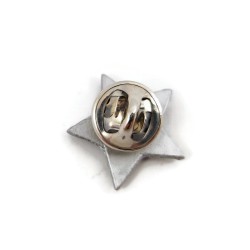 Eco-friendly pin badge in the form of silver star with black doodles