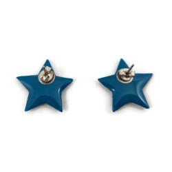 Puces d'oreilles en forme d'étoiles bleues turquoises aux volutes vertes d'eau
