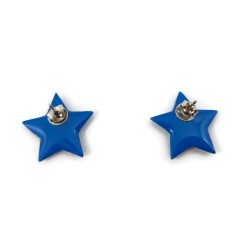 Eco-friendly sky blue stars with pastel blue doodles ear studs
