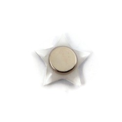Eco-friendly magnet in the form of white star with metallic blue doodles