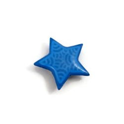 Magnet éco-responsable en forme d'étoile bleue ciel aux volutes bleues claires