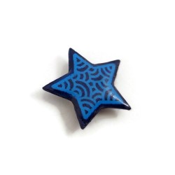 Eco-friendly magnet in the form of dark blue star with sky blue doodles