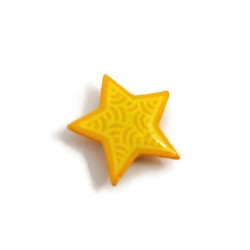 Magnet éco-responsable en forme d'étoile jaune aux volutes jaunes pastels