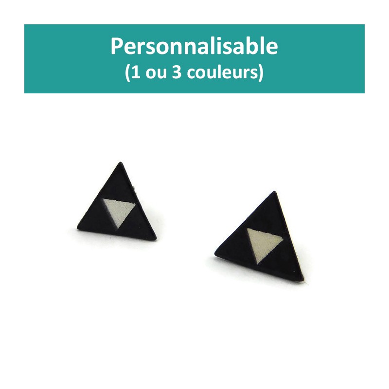 Clous d'oreilles personnalisables en forme de petits triangles (1 à 3 couleurs au choix)