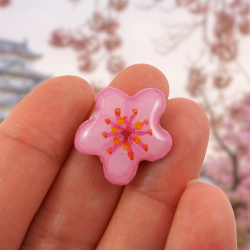Magnet éco-responsable en forme de fleur de cerisier japonais rose (sakura)