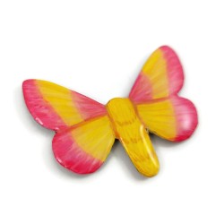 Magnet papillon "Anisote de l'érable" jaune et rose