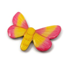 Magnet papillon "Anisote de l'érable" jaune et rose