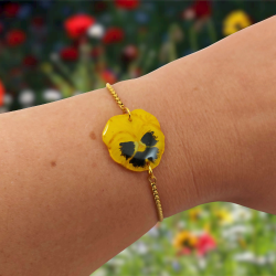 Yellow pansy adjustable bracelet