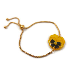 Bracelet ajustable en forme de pensée jaune